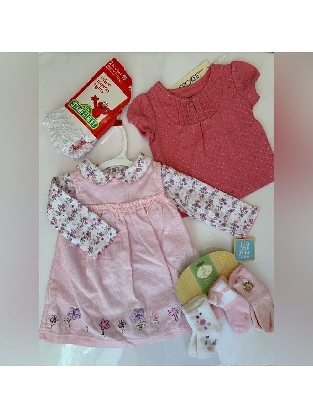 CARTERS DISNEY girl bundle corduroy dress floral onesie top Pooh socks tights